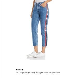 Levi’s 501 Logo-Stripe Crop Straight Jeans Size 25